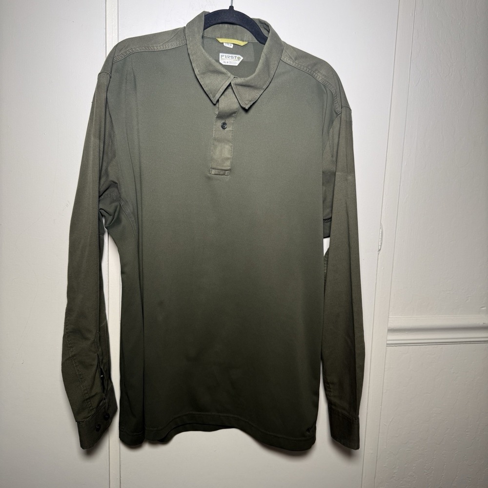 5.11 Tactical Performance Polo Shirt Mens Large Green Long Sleeve Workwear XL